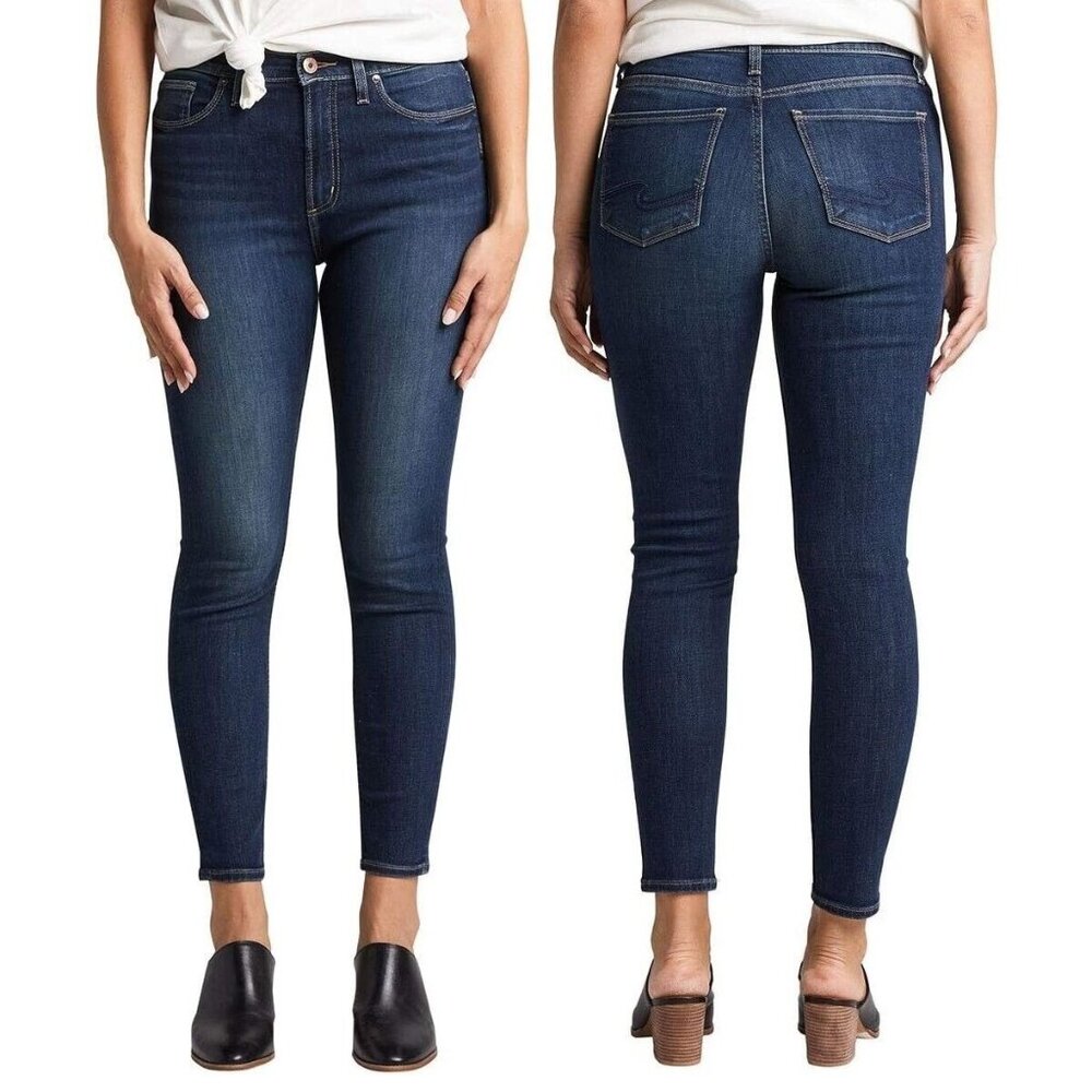 Silver Calley Skinny Jeans Size 28 Waist Indigo Dark Wash L95101SDG454 Stretch